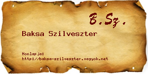 Baksa Szilveszter névjegykártya